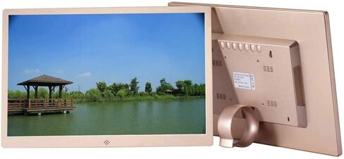 Digital Picture Frame, Digital Photo Frame 15.4 Inch 1280x800 High Resolution 16:9 FHD IPS Screen Digital Picture Frames, Support HDMi Input 1080P HD Video Playback (Gold 15 Inch) (Gold 15 Inch) in Kuwait