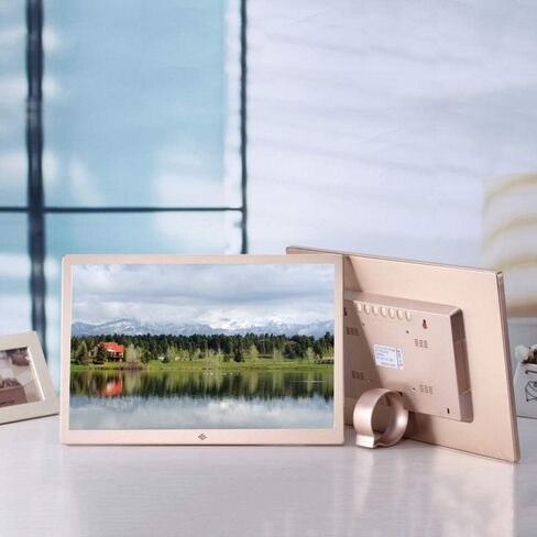 Digital Picture Frame, Digital Photo Frame 15.4 Inch 1280x800 High Resolution 16:9 FHD IPS Screen Digital Picture Frames, Support HDMi Input 1080P HD Video Playback (Gold 15 Inch) (Gold 15 Inch) in Kuwait
