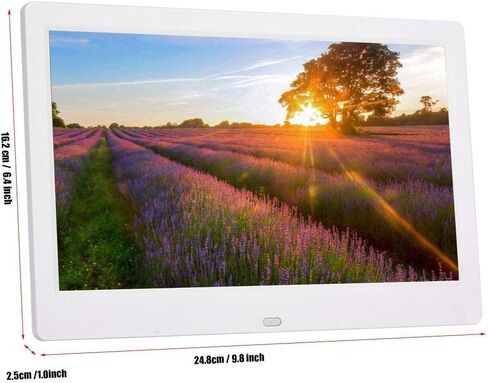 10Inch Digital Photo Frame, 1024 * 600 16:9 Tft Digital Screen, Wireless Remote Control Photo Frame, Support - Memmory Card/U Disk 32Gb, Av/Mp4/Mp3/Jpg/Jpeg, Clock/Calendar, (Black) (White) in Kuwait