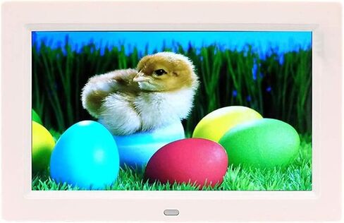 Digital Photo Frames 9 Inch Electronic Simple Operation Multimedia Advertising Player Video Music Picture Play Clock Calendar Function (White) (White) in Kuwait