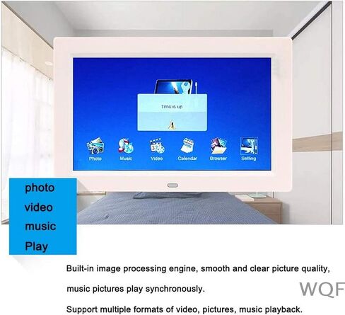 Digital Photo Frames 9 Inch Electronic Simple Operation Multimedia Advertising Player Video Music Picture Play Clock Calendar Function (White) (White) in Kuwait