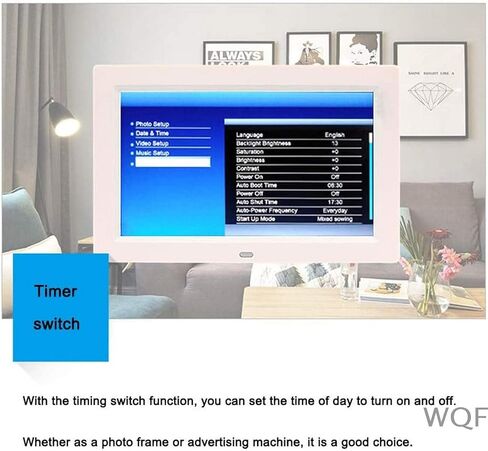 Digital Photo Frames 9 Inch Electronic Simple Operation Multimedia Advertising Player Video Music Picture Play Clock Calendar Function (White) (White) in Kuwait
