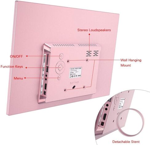 Digital Picture Frame, 17 inch Digital Photo Frame,1440 * 900 HD IPS Display, Support Photo, Music, Calendar with Built in Speakers with Remote Control (Localgold) (Rosegold) in Kuwait