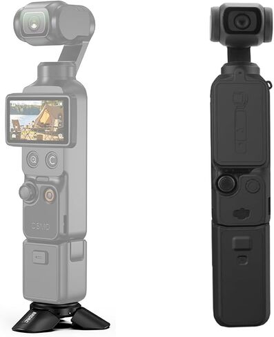 BRDRC Mini Tripod Black Silicone Protective Cover for Pocket 3, Magnetic Desktop Stand Scratch Resistant Lens Sleeve for DJI Osmo Pocket 3 Xtra Muse Accessories in Kuwait