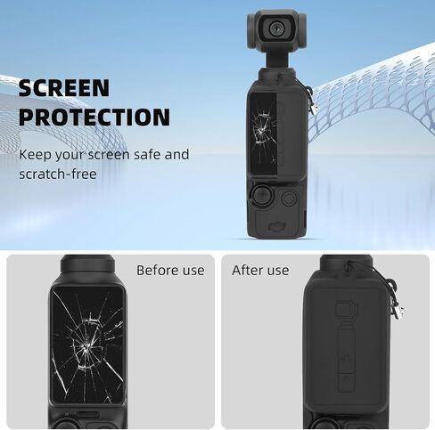 BRDRC Mini Tripod Black Silicone Protective Cover for Pocket 3, Magnetic Desktop Stand Scratch Resistant Lens Sleeve for DJI Osmo Pocket 3 Xtra Muse Accessories in Kuwait