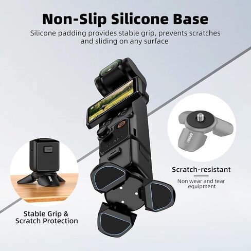 BRDRC Mini Tripod Pink Silicone Protective Cover for Pocket 3, Magnetic Desktop Stand Scratch Resistant Lens Sleeve for DJI Osmo Pocket 3 Xtra Muse Accessories in Kuwait
