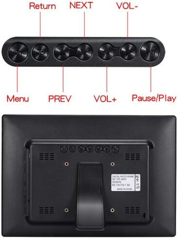 Digital Picture Frame, 12 Inch Electronic Picture Frame, Digital Photo Frame Wide Screen 1280 * 800 High Resolution Picture Music Video Clock & Calendar with Remote Control, Support USB SD Card ( in Kuwait