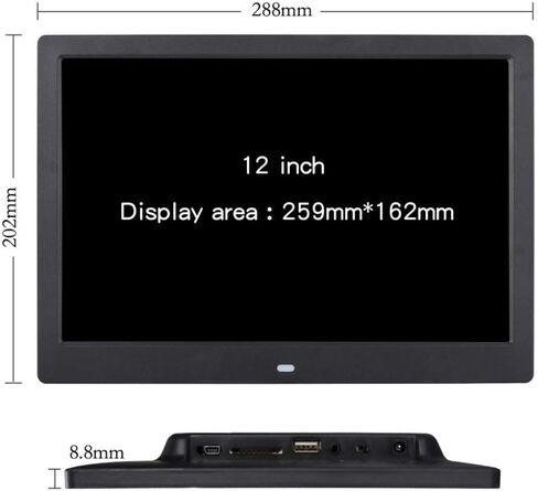 Digital Picture Frame, 12 Inch Electronic Picture Frame, Digital Photo Frame Wide Screen 1280 * 800 High Resolution Picture Music Video Clock & Calendar with Remote Control, Support USB SD Card ( in Kuwait