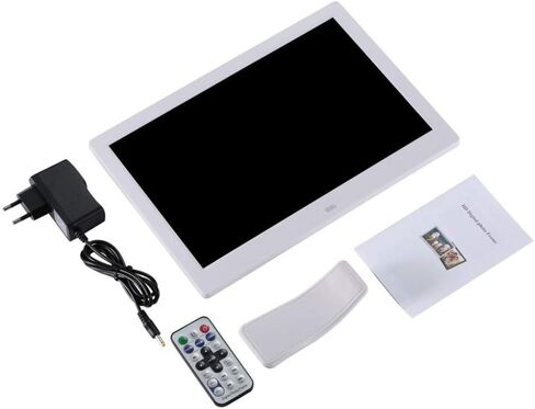 Digital Picture Frame, 12 Inch Electronic Picture Frame, Digital Photo Frame Wide Screen 1280 * 800 High Resolution Picture Music Video Clock & Calendar with Remote Control, Support USB SD Card ( in Kuwait