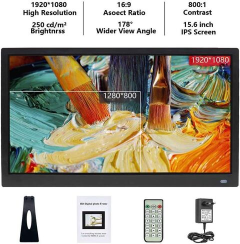 Photo Frame 12.5-inch LED high-Definition Screen IPS Full-View Digital Electronic HD Commercial Advertising Machine Supports Loop Playback, time Switch, Split Screen Playback Gift (Black) in Kuwait