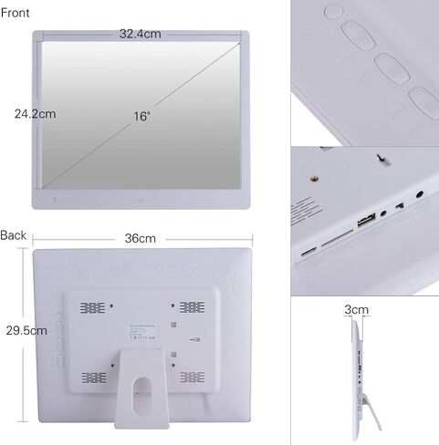 16 Inch Digital Photo Frame, Digital Picture Frame 1600 * 1200 High Resolution Full IPS HD Picture Video Frame with MP3 Music, Calendar, Alarm Clock, Video Player,supports Multiple File Formats in Kuwait
