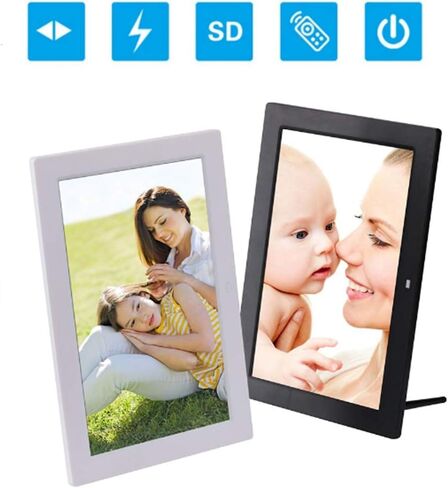 Digital Photo Frame, 12 Inch 1280×800 High Resolution Full IPS Photo/Music/Video Player, Wall-Mounted Advertising Machine Display Support Automatic On/Off,White Gift in Kuwait