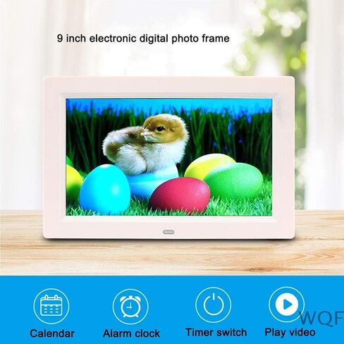 Digital Photo Frames 9 Inch Electronic Simple Operation Multimedia Advertising Player Video Music Picture Play Clock Calendar Function (White) (Black) in Kuwait