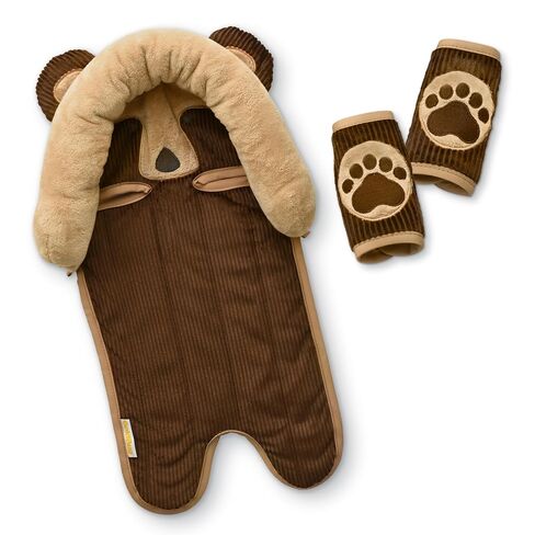 GoldBug Deluxe 2-in-1 Duo Head Support + Matching Strap Covers for Baby and Infant Car Seats - Bear in Kuwait