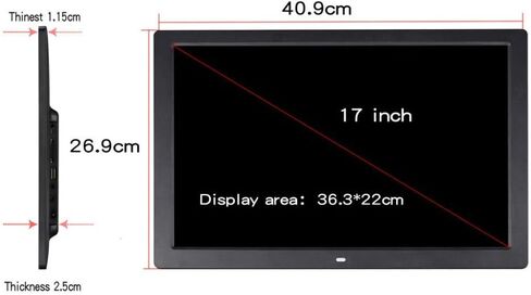 Digital Photo Frame 17 Inch, 1440x900 Full HD IPS Display with Photo Music Video Player Calendar Alarm Auto On Off Timer with Remote Control, Support USB and SD Card Digital Picture Frame in Kuwait