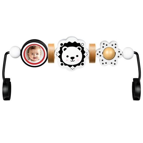 Baby Bouncer Toy Bar, Compatible with Baby Bjorn Bouncer, Wooden Baby Bouncer Toy Bar with Mirror, Child-Friendly Materials, Rotatable Baby Sensory Toy for Babies in Kuwait