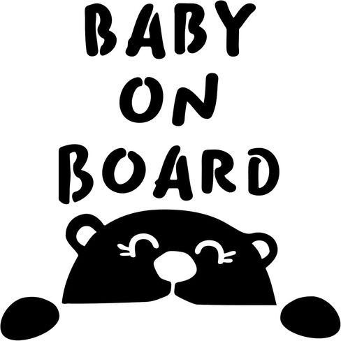 White Baby on Board Vinyl Car Decal | Peeking Bear Tinted Window Sticker | Handmade Die Cut 5.5 in | 100% Artist-Owned Studio Creation in Canada · Clear 20ft Visibility · Premium Outdoor Adhesive · Paper Transfer Tape · 5.5 In in Kuwait