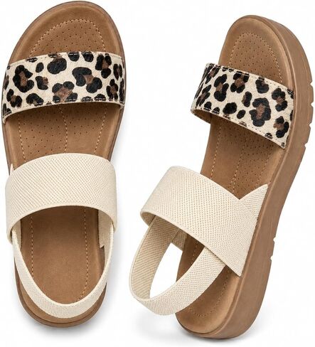 Women's Comfort Walking Sandals, Elastic Strap Open Toe Summer Shoes in Kuwait