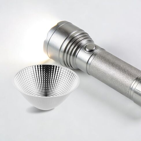 HOMSFOU LED Light Reflector Cup Accessory for Indoor Precision Work Lighting, Aluminum Material with Smooth Surface Finish, Silver Color, Prolongs Lifespan and Enhances Flashlight Lighting in Kuwait