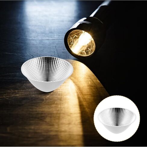 HOMSFOU LED Light Reflector Cup Accessory for Indoor Precision Work Lighting, Aluminum Material with Smooth Surface Finish, Silver Color, Prolongs Lifespan and Enhances Flashlight Lighting in Kuwait