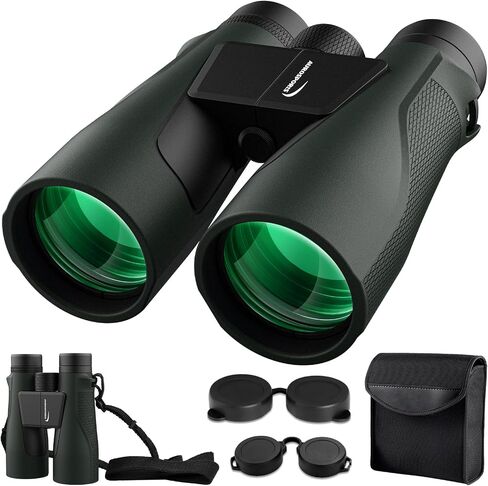 Aurosports 15x56 Binoculars for Adults High Powered Cruise Ship Bird, BAK4 | Bird Watching, FMC, Large View, Large Lens, Clear Low Light Vision, Wide IPD Range, Non-Slip, Hunting Travel, Gift Men Black in Kuwait