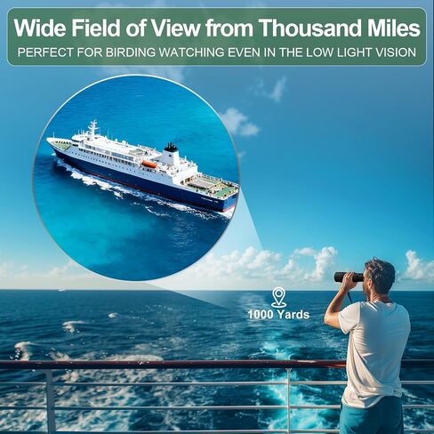 Aurosports 15x56 Binoculars for Adults High Powered Cruise Ship Bird, BAK4 | Bird Watching, FMC, Large View, Large Lens, Clear Low Light Vision, Wide IPD Range, Non-Slip, Hunting Travel, Gift Men Black in Kuwait