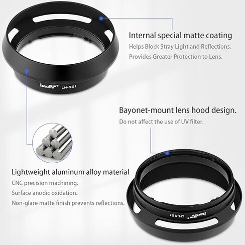 Haoge LH-SE1 Metal Lens Hood for Sony RX1 RX1R RX1R II III rx1m2 m3 Digital Camera Accessories Replaces LHP-1, Sony FE 24mm F1.8, 55mm F1.8 ZA, FE 35mm F2.8 ZA Lens in Kuwait