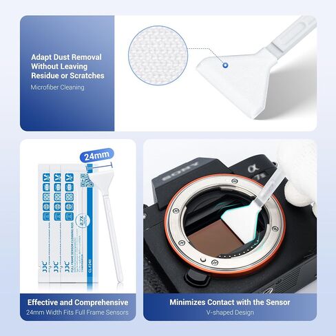 Upgraded Camera Sensor Cleanning Kit with Bright Built in Light Cleaner Handle & 10PCS 24MM Full Frame Sensor Cleaning Swabs & Sensor Cleaning Solution for Full-Frame Sensor CCD and CMOS Sensors Clean in Kuwait