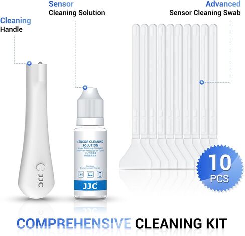Upgraded Camera Sensor Cleanning Kit with Bright Built in Light Cleaner Handle & 10PCS 24MM Full Frame Sensor Cleaning Swabs & Sensor Cleaning Solution for Full-Frame Sensor CCD and CMOS Sensors Clean in Kuwait