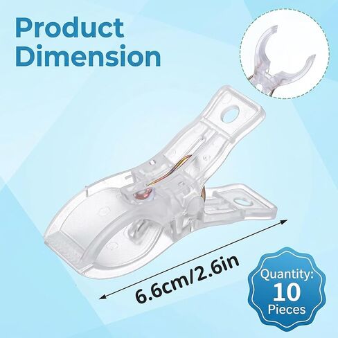 10 Pack 2.6-Inch Clips for Balloon Arch Backdrop, Heavy Duty Clear Background Clips, Balloon Arch Clamps for Wedding Photography Studio, balloon clamps, Transparent Spring Clips in Kuwait