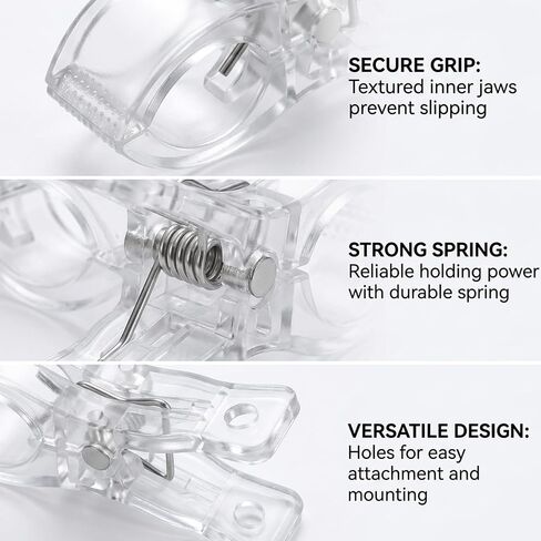 10 Pack 2.6-Inch Clips for Balloon Arch Backdrop, Heavy Duty Clear Background Clips, Balloon Arch Clamps for Wedding Photography Studio, balloon clamps, Transparent Spring Clips in Kuwait