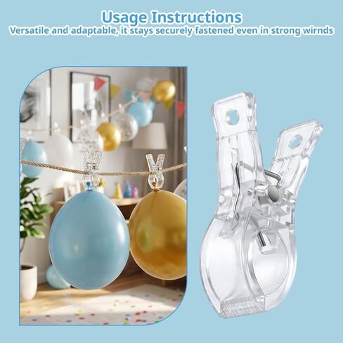10 Pack 2.6-Inch Clips for Balloon Arch Backdrop, Heavy Duty Clear Background Clips, Balloon Arch Clamps for Wedding Photography Studio, balloon clamps, Transparent Spring Clips in Kuwait