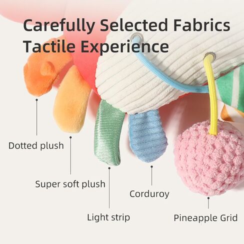 Crab Car Seat & Stroller Toy for Babies 0-12 Months | Sensory Hanging Toy with Mirror, Squeaker,Teether,Bell, BPA-Free Pull Strings, Fine Motor Skills for Newborn Infant Boy Girl in Kuwait