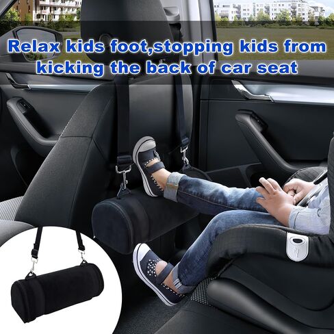 Car Seat Foot Rest for Kids, Toddler Booster Seat Leg Rest Support | Convenient Travel Car Accessories with Long Adjustable Strap, Quick Install Leg Comfort Pedal(Black ) in Kuwait