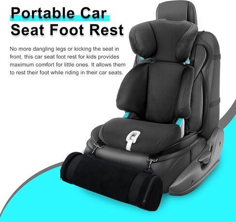 Car Seat Foot Rest for Kids, Toddler Booster Seat Leg Rest Support | Convenient Travel Car Accessories with Long Adjustable Strap, Quick Install Leg Comfort Pedal(Black ) in Kuwait