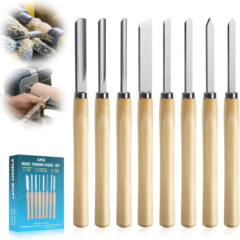 8 Pcs Wood Lathe Tools, Wood Chisel Sets, Suitable For Wood Working Tools, Which is Used for Lathe, is Suitable for Beginners and Professionals (8) in Kuwait