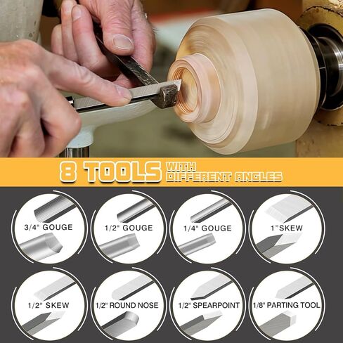 8 Pcs Wood Lathe Tools, Wood Chisel Sets, Suitable For Wood Working Tools, Which is Used for Lathe, is Suitable for Beginners and Professionals (8) in Kuwait