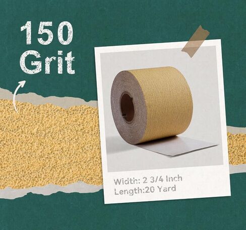 150 Grit PSA Longboard Sandpaper 20 Yard Long Continuous Roll, 2-3/4" Wide Self Adhesive Stickyback Sanding Sheets for Automotive, Hand Sanding Blocks,Woodworking, Metal, Plastic in Kuwait