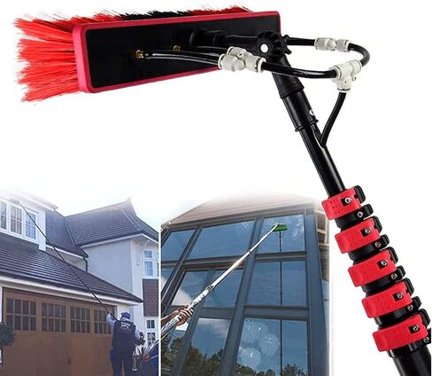 39FT Water Fed Pole Kit for Outdoor Window Cleaning, Telescopic Glass Cleaning Brush with Extension, Solar Panel Cleaning System, Efficient Spray Washer in Kuwait