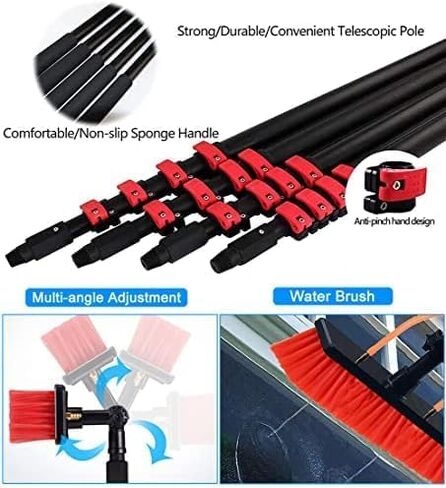 9M Water Fed Telescopic Cleaning Brush Window & Solar Panel Cleaner Perfect for Roof Washing Ideal for Photovoltaic Panel Maintenance & Construction Use. in Kuwait