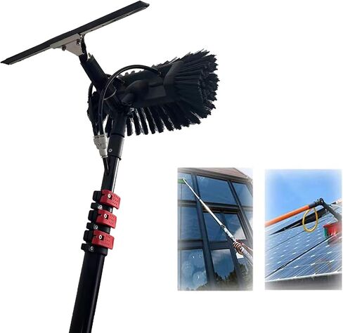 3.6-12M Adjustable Window Cleaning Poles with Water Delivery System, 35cm Brush Head for Solar Panel & Photovoltaic Cleaning, Ideal for High Reach Cleaning Tasks in Kuwait