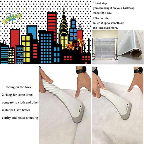 Art Studio 7x5ft Superhero Super City Photography Backdrops Skyline Buildings City Boom Photo Background Children Birthday Party Banner Photo Studio Booth Cake Table Decor Vinyl in Kuwait