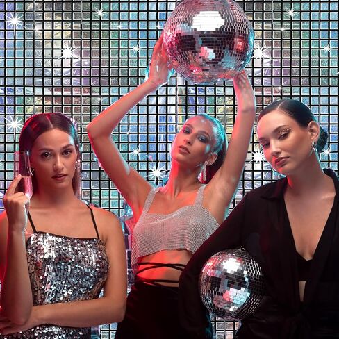 3 Pack Disco Backdrop, Silver Metallic Disco Photography Props Backdrop Party Decorations for 70s and 80s Style Bachelor Birthday Glitter Theme Decoration Party Supplies 78.7"x39.4“ in Kuwait