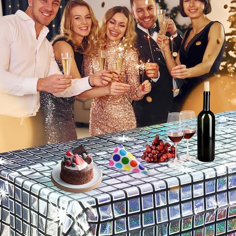 3 Pack Disco Backdrop, Silver Metallic Disco Photography Props Backdrop Party Decorations for 70s and 80s Style Bachelor Birthday Glitter Theme Decoration Party Supplies 78.7"x39.4“ in Kuwait