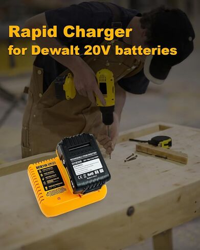 20V 6.0Ah Replacement Battery and Charger Kit for Dewalt DCB200 DCB204 DCB206, Compatible with Dewalt 20V MAX Battery Tools in Kuwait