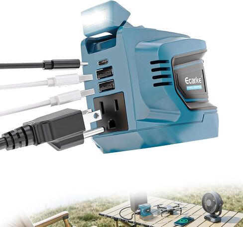 Ecarke 200W Power Inverter Compatible with DeWalt 20V Battery, Real 200W DC 20V to AC 110V Battery Inverter, Portable Power Station Generator, Charger Adapter Powered Outlet 2 USB Ports &Type-C&AC in Kuwait