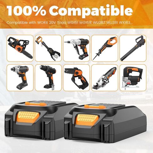 PENGJBATTER 2 Packs 20V 3.0Ah Battery Compatible for Worx 20V Power Share Battery WA3575 WA3525 WA3520 WA3742 WG155s WG251s WG255s WG545s WG890 WG891, Compatible with Worx 20 Volt Tools in Kuwait