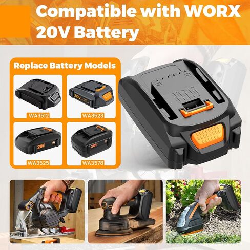 PENGJBATTER 2 Packs 20V 3.0Ah Battery Compatible for Worx 20V Power Share Battery WA3575 WA3525 WA3520 WA3742 WG155s WG251s WG255s WG545s WG890 WG891, Compatible with Worx 20 Volt Tools in Kuwait