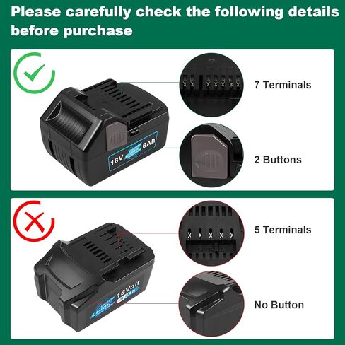 Futurebatt 2 Pack Upgraded 6.0 Ah High-Output 18V Battery for Hitachi 18-Volt Tools BSL1815X BSL1815S BSL1830 BSL1830C 330139 330557 339782 Also for Metabo HPT 18V Battery in Kuwait