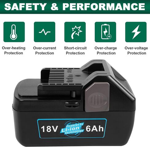 Futurebatt 2 Pack Upgraded 6.0 Ah High-Output 18V Battery for Hitachi 18-Volt Tools BSL1815X BSL1815S BSL1830 BSL1830C 330139 330557 339782 Also for Metabo HPT 18V Battery in Kuwait